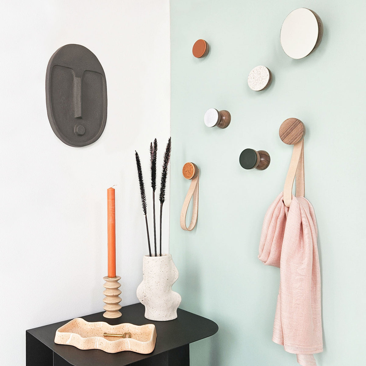 Geometric Walnut Wood & Aluminium Wall Mounted Coat Hook / Knob-4