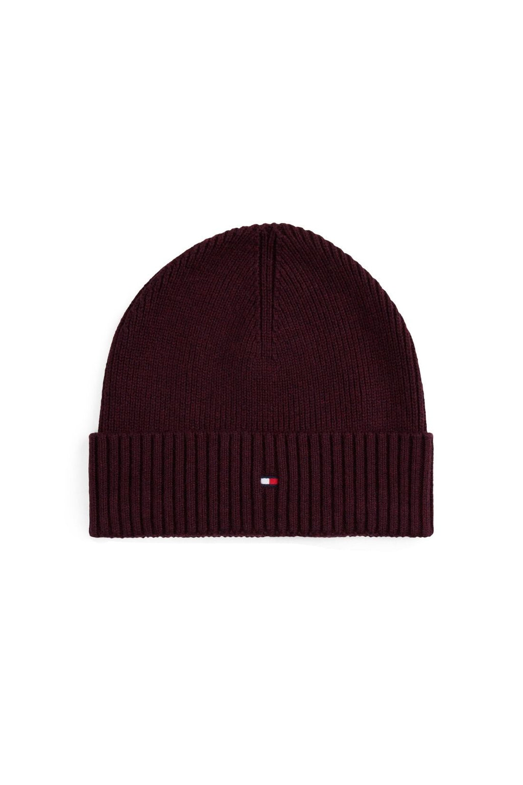 Beige men's ribbed knit beanie in organic cotton and cashmere blend with embroidered front logo — view 4