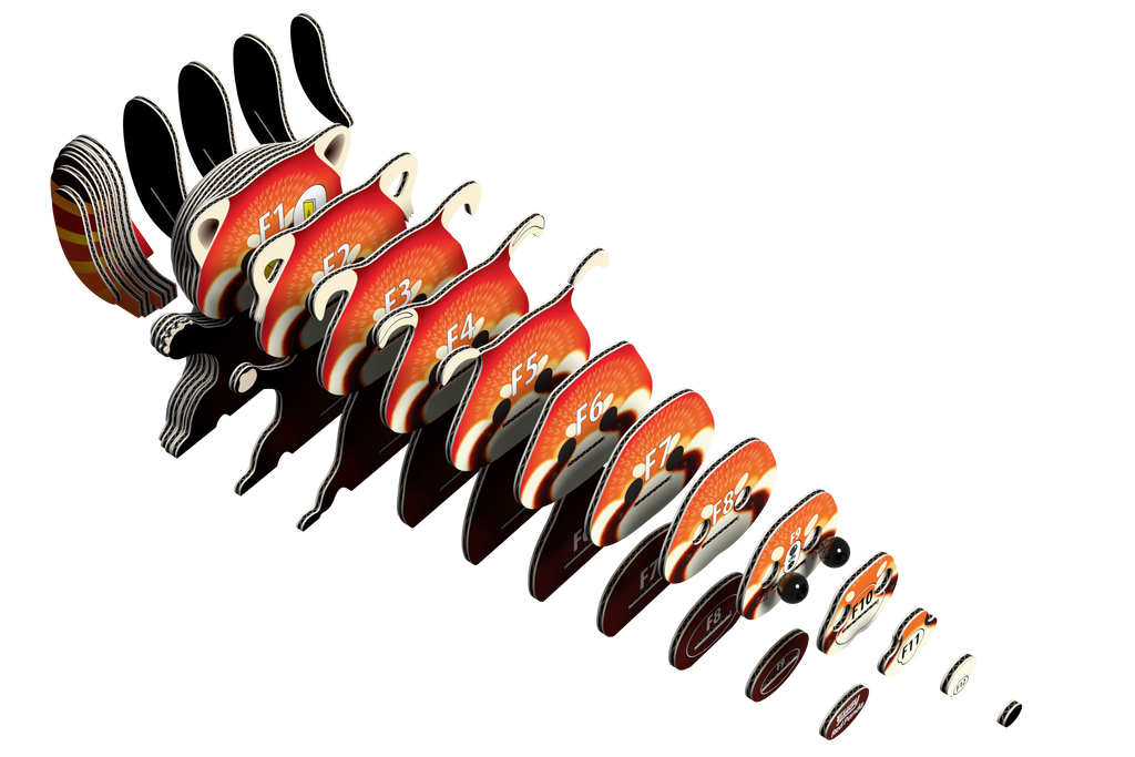 Red Panda 3D puzzle fully assembled from biodegradable cardboard, showing reddish coat and striped tail — view 5