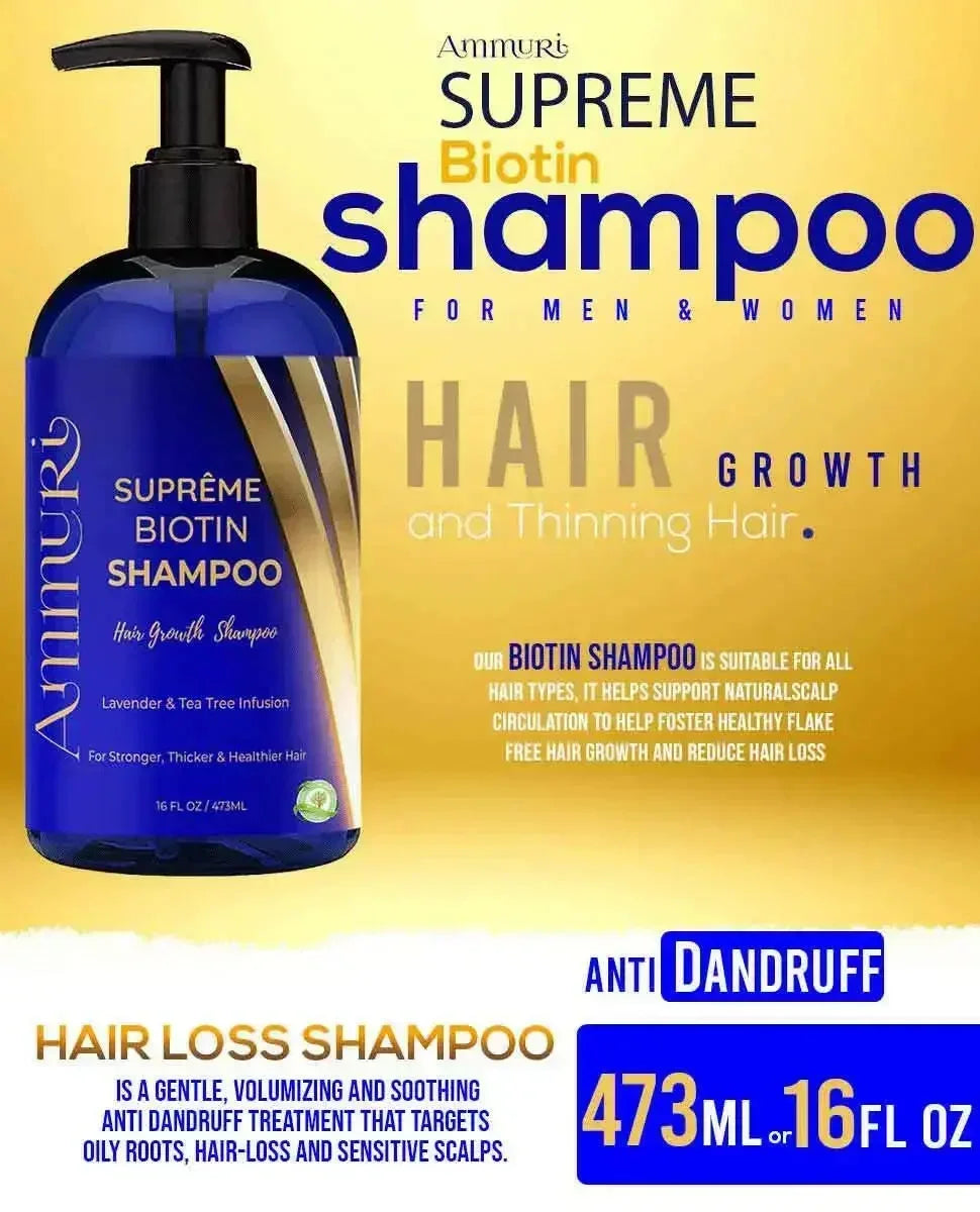 Ammuri Biotin Haircare Set with anti-hair loss shampoo and strengthening serum bottles — view 3
