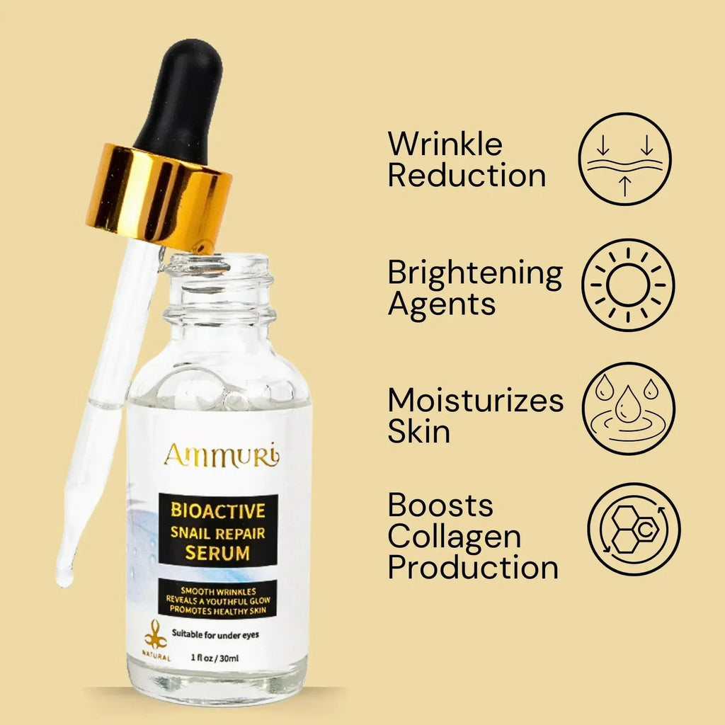 30ml bottle of bioactive snail repair face serum with glass dropper for skin hydration — view 3
