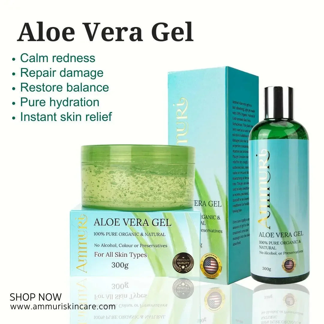 Ammuri Aloe Vera Gel Set 2 Pack Jar + Bottle | Face, Body, Hair & After Sun Care-1