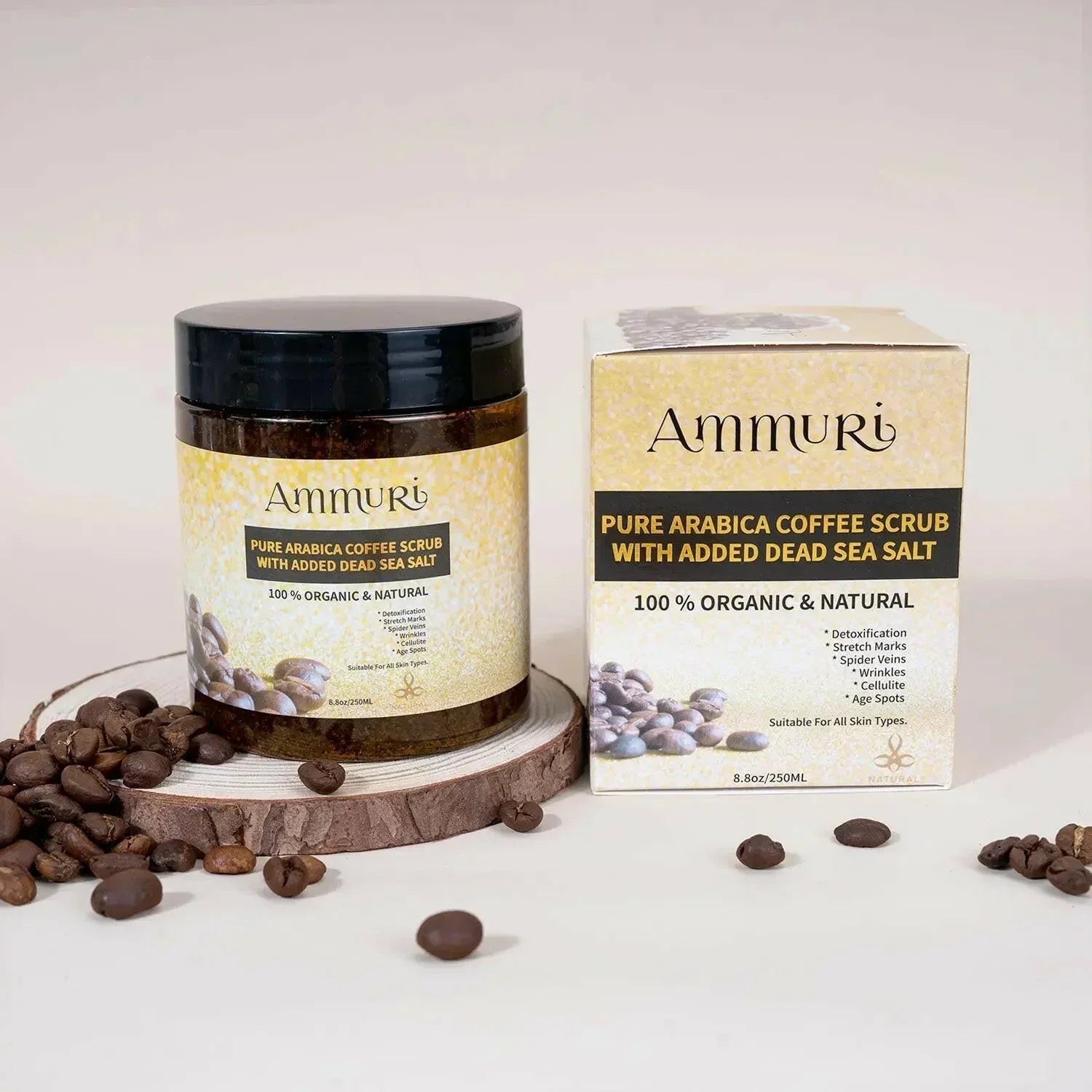 Organic Arabica coffee scrub face mask in a jar with Dead Sea salt — view 3