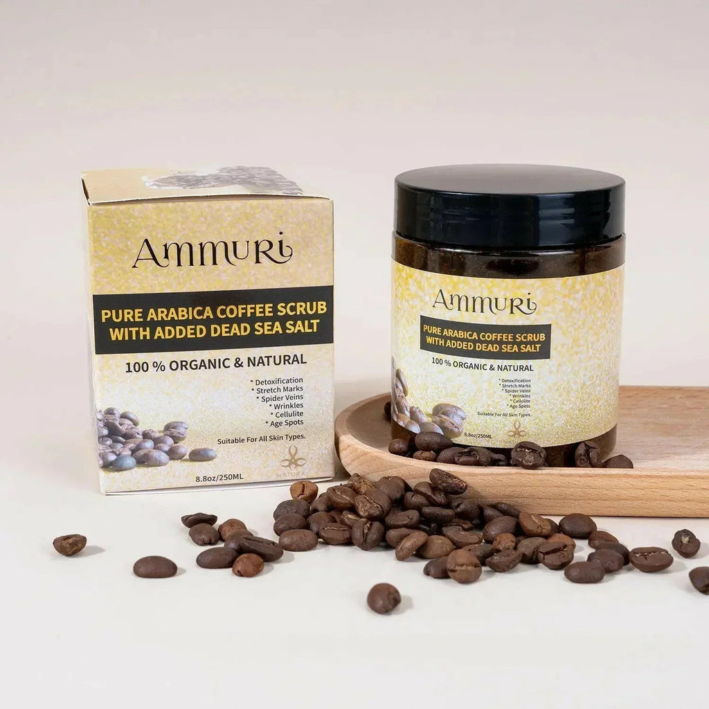 Organic Arabica coffee scrub face mask in a jar with Dead Sea salt — view 4