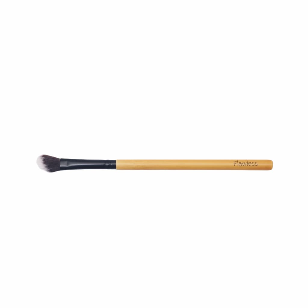 Angled blending bamboo makeup brush with soft vegan synthetic bristles and durable eco-friendly handle — view 5