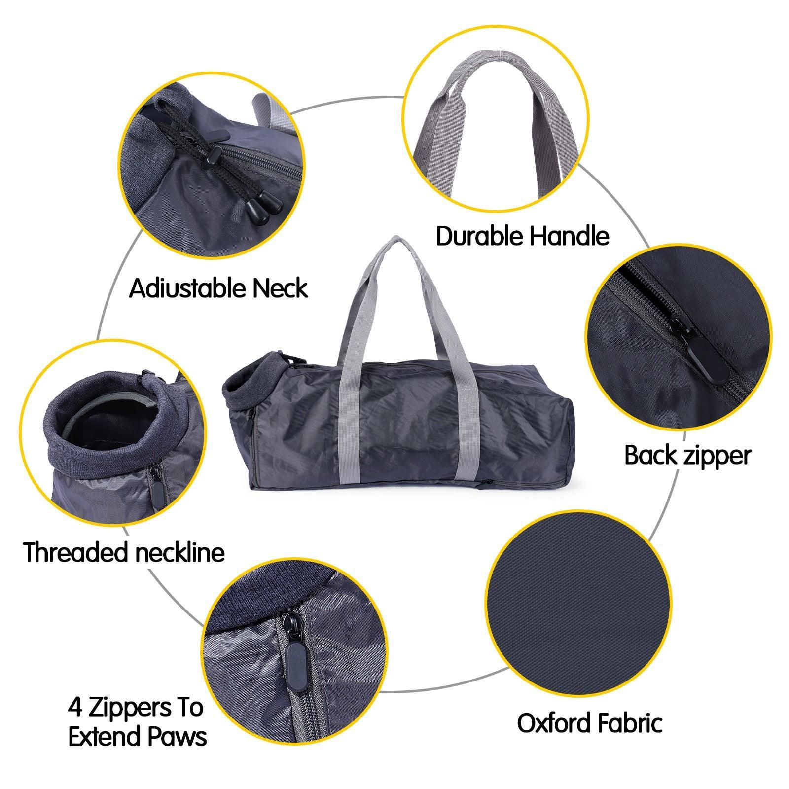 Anti-scratch soft sided cat travel bag in dark gray polyester with double lined padded interior — view 5