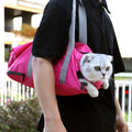 Anti-scratch soft sided cat travel bag in dark gray polyester with double lined padded interior