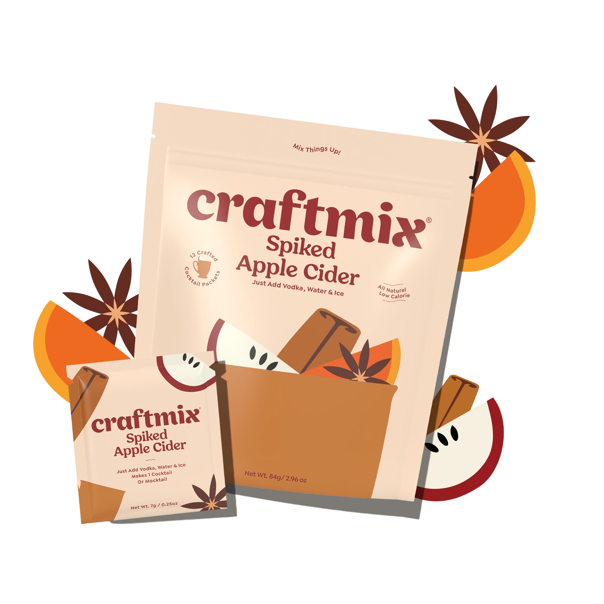 Craftmix Spiked Apple Cider cocktail mix packets arranged for cozy autumn and holiday entertaining — view 2