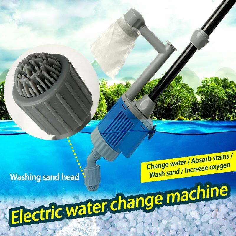 Electric aquarium water changer and gravel cleaner kit with filter bag and multiple attachment heads — view 2