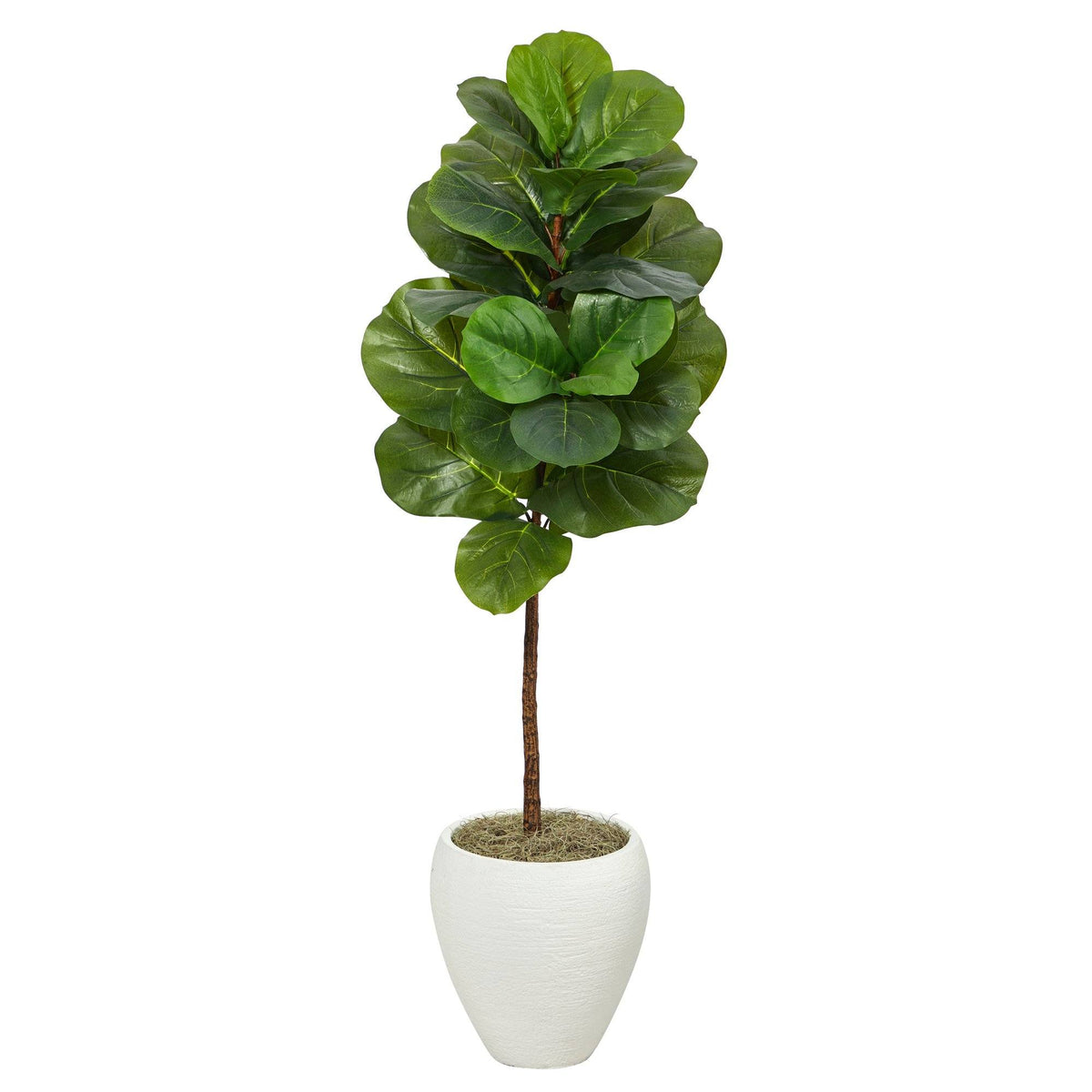 Artificial Fiddle Leaf Fig Tree in White Planter, 52”-1