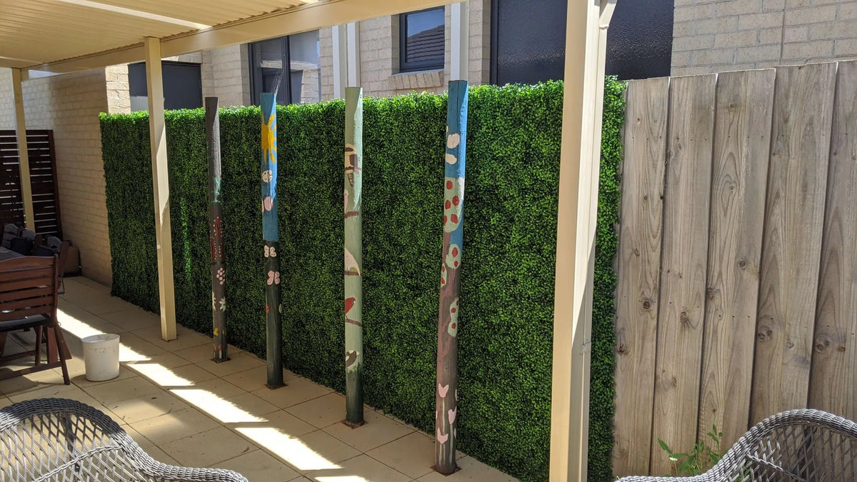 Mixed Boxwood Artificial Vertical Garden Green Wall Panel 40×40in 11 SQ FT – UV Resistant – Commercial Grade-4