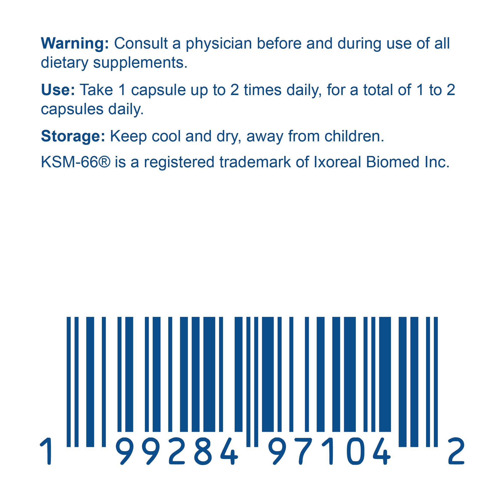 Bottle of premium Ashwagandha dietary supplement capsules featuring KSM-66 root extract for daily stress relief — view 5