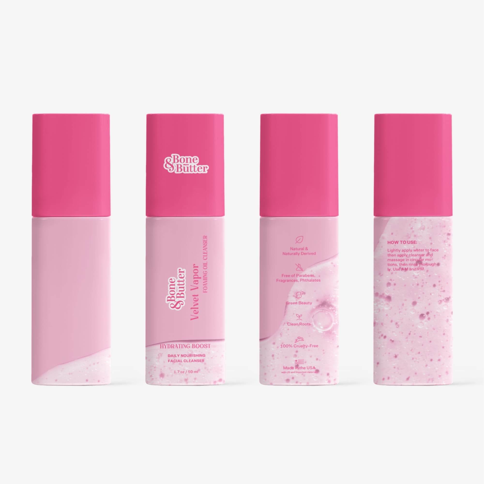 Milky oil foaming cleanser in a 50ml bottle, hydrating daily face wash for radiant skin — view 2