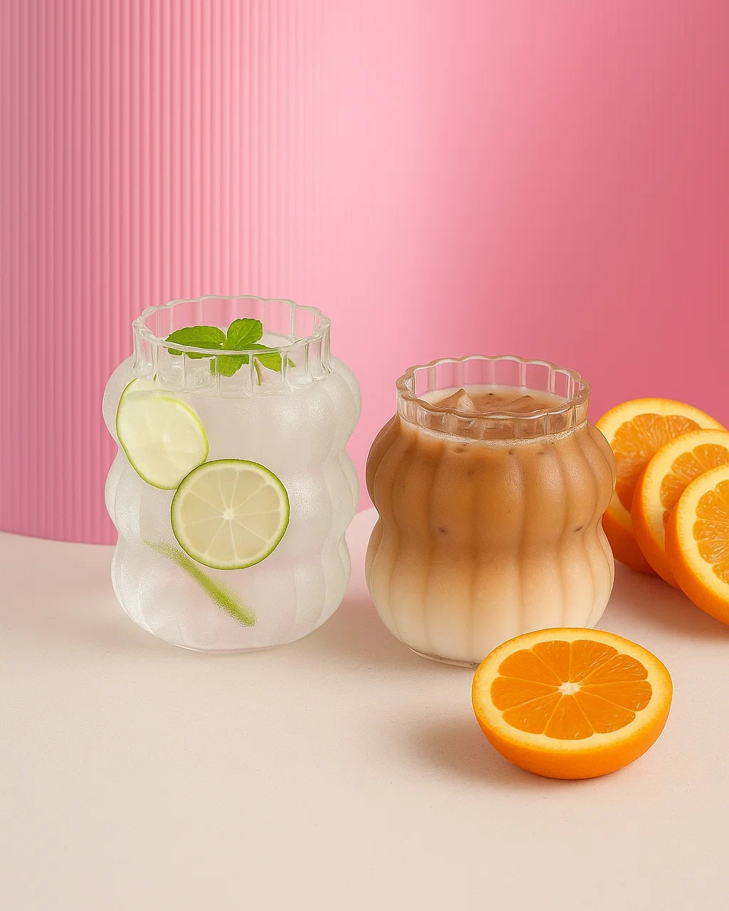 Glass coffee cup with straw clear reusable transparent tumbler for iced and hot beverages — view 2
