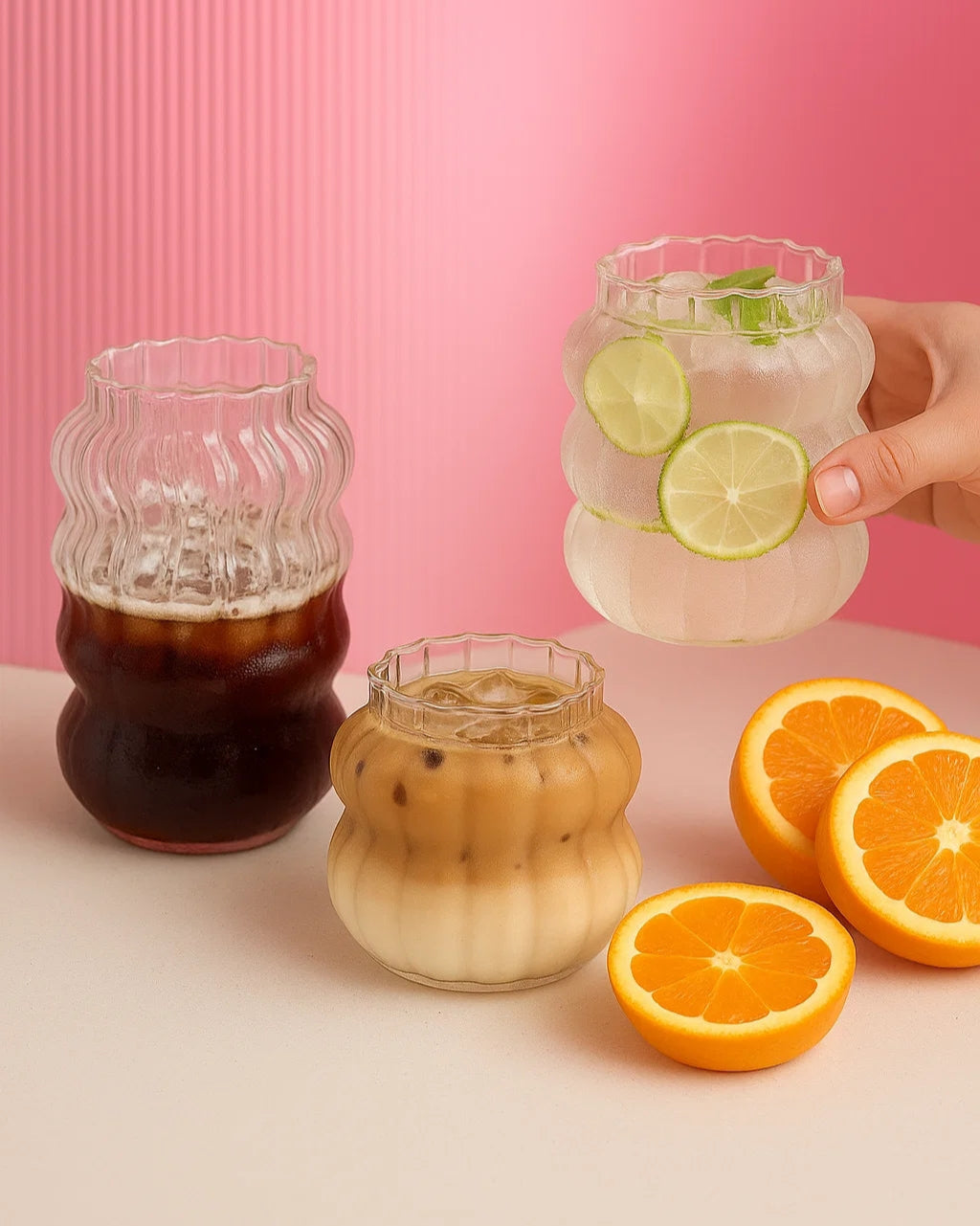 Glass coffee cup with straw clear reusable transparent tumbler for iced and hot beverages — view 4