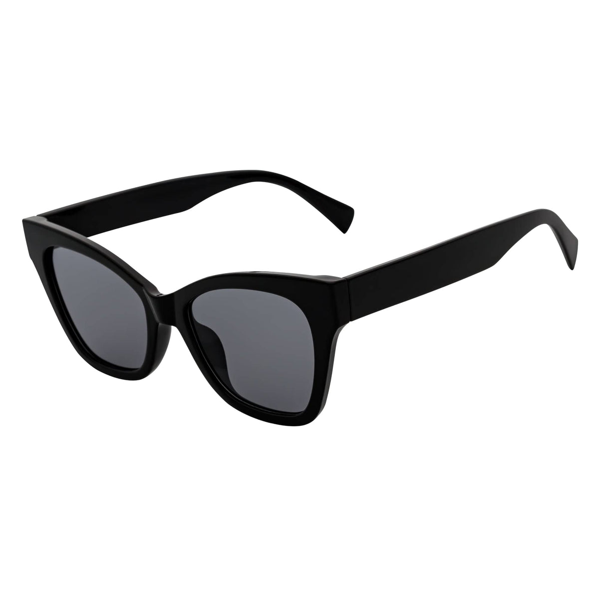 AUDREY - Womens Oversize Cat Eye Sunglasses Black Smoke-1