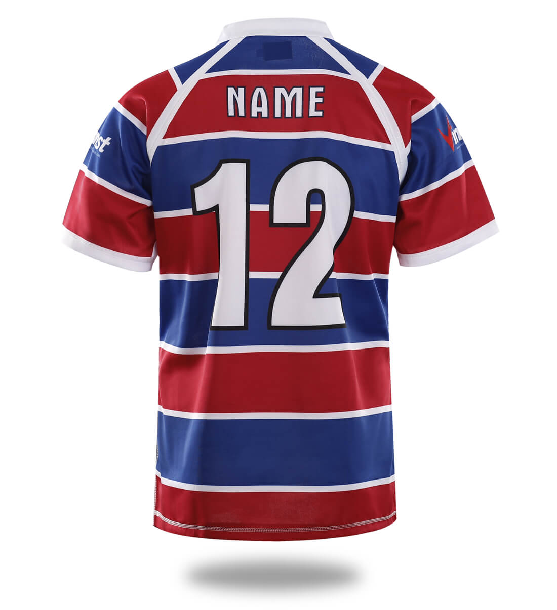 Navy and red Australia club team match rugby jersey with short sleeves and sublimated print — view 2