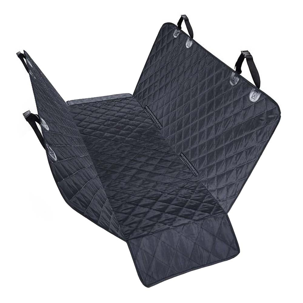 Durable pet car seat protector covering vehicle back seat upholstery to prevent dirt and hair