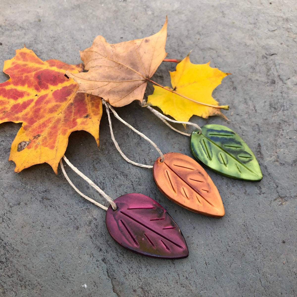 Autumn Leaf Ornaments, Rustic Fall Décor or Christmas Tree Decoration-0