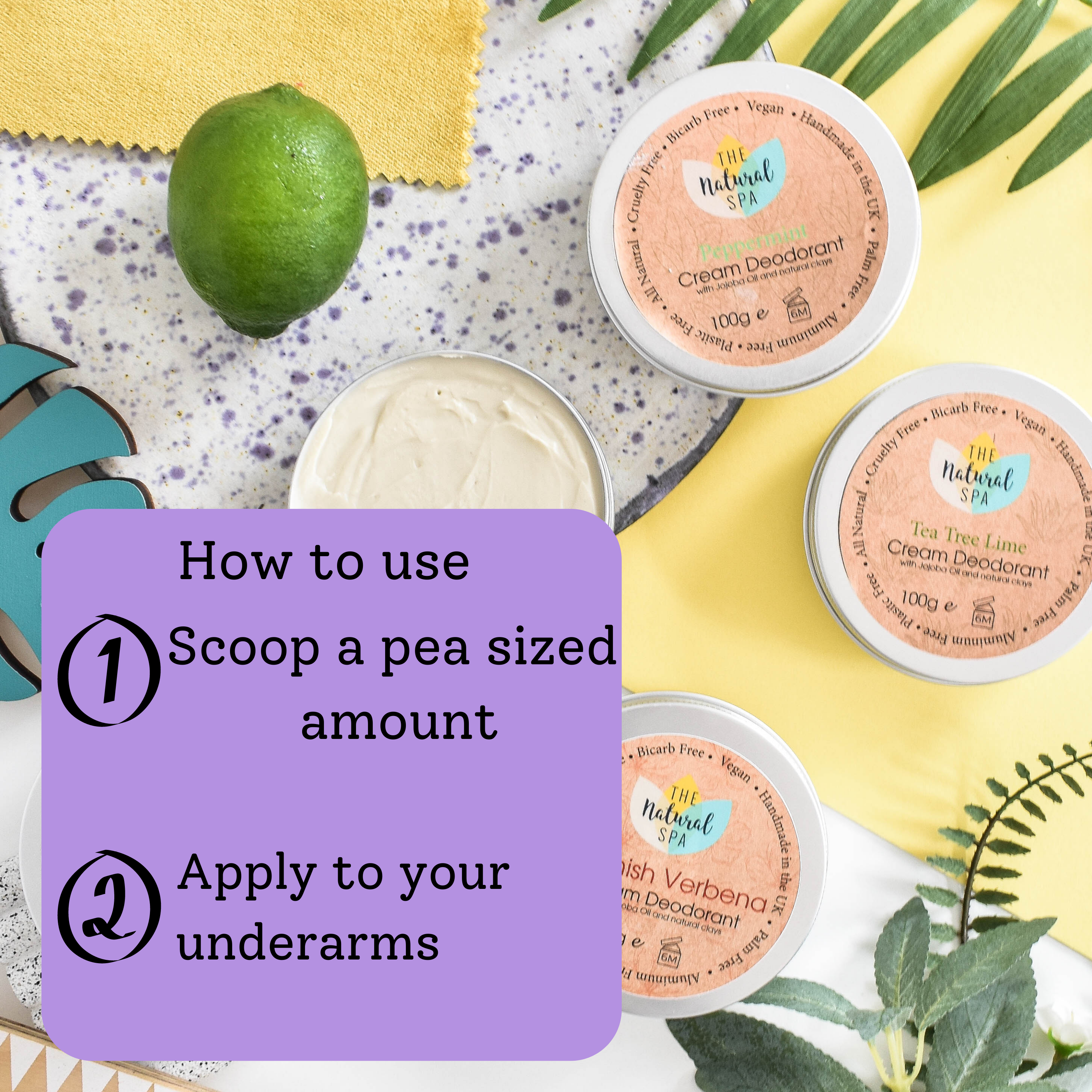 Lavender mint natural cream deodorant balm in a plastic-free sustainable metal travel tin — view 4