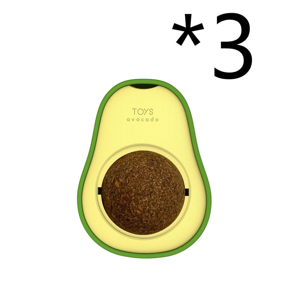 Avocado Purrfection catnip ball toy for cats, green plastic design with built in treat sphere — view 4