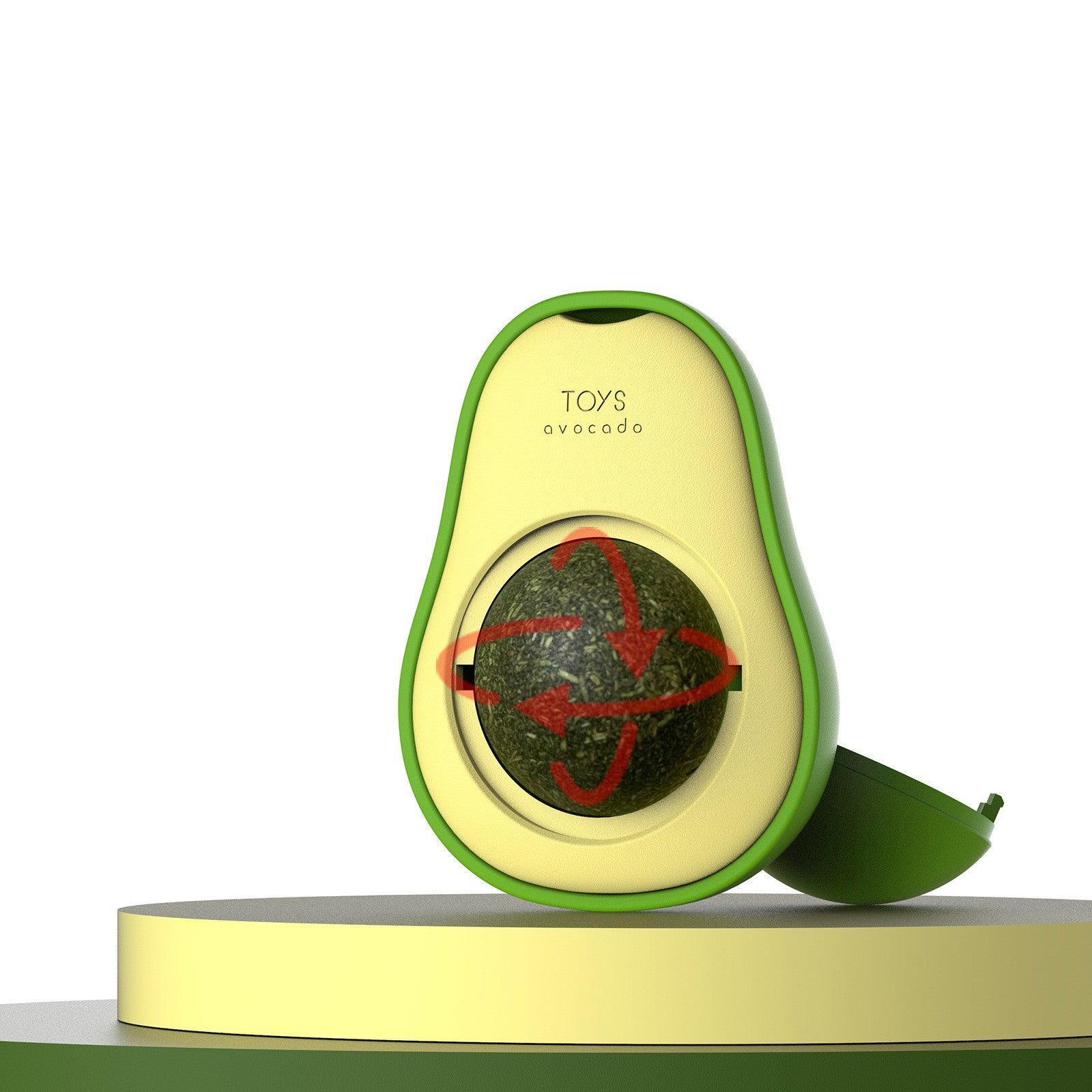 Avocado Purrfection catnip ball toy for cats, green plastic design with built in treat sphere — view 3