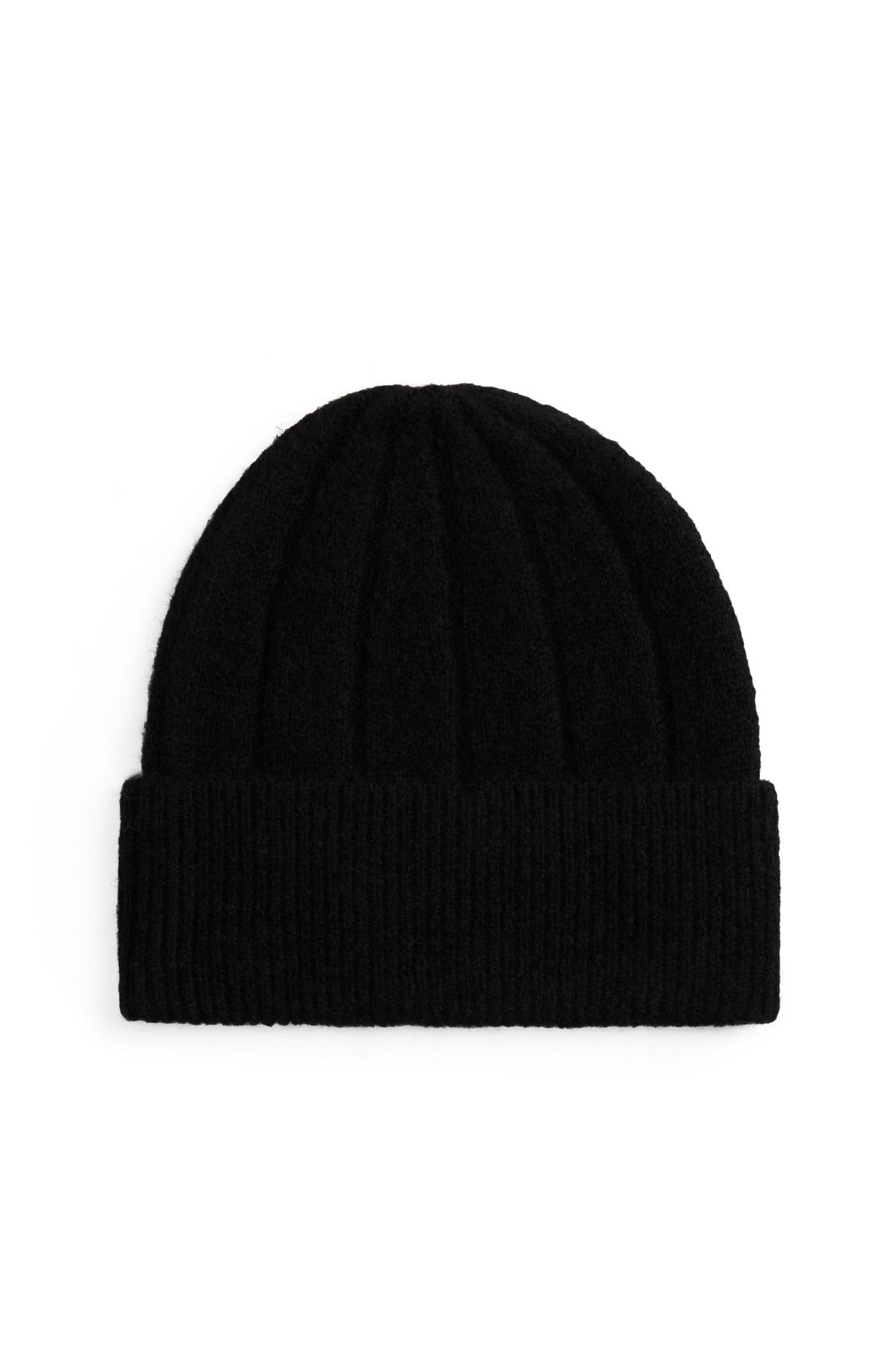 Women's pink wide-rib knit beanie in wool and alpaca blend with embroidered front flag logo — view 8