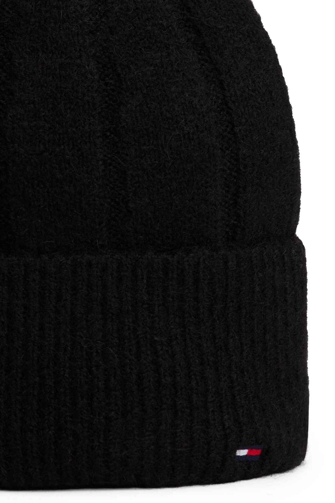 Tommy Hilfiger women's pink wide-rib knit beanie in a wool and alpaca blend — view 9