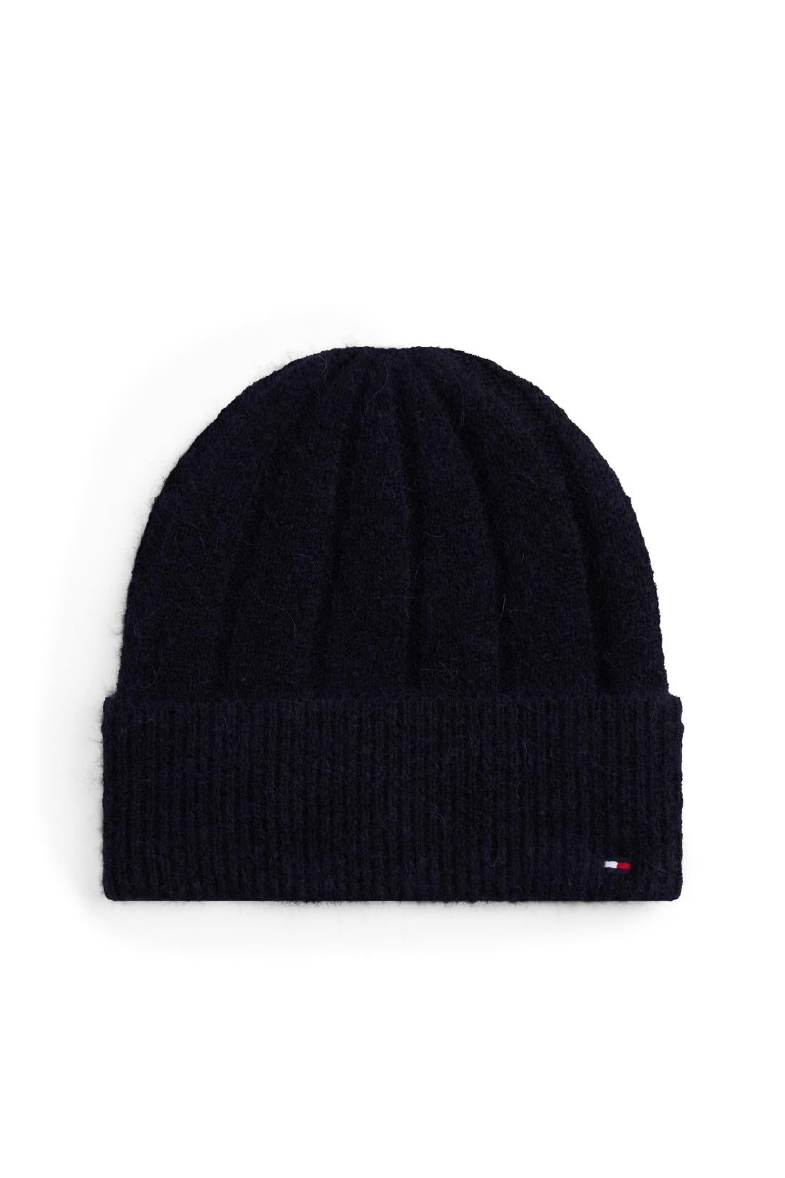 Tommy Hilfiger women's pink wide-rib knit beanie in a wool and alpaca blend — view 10