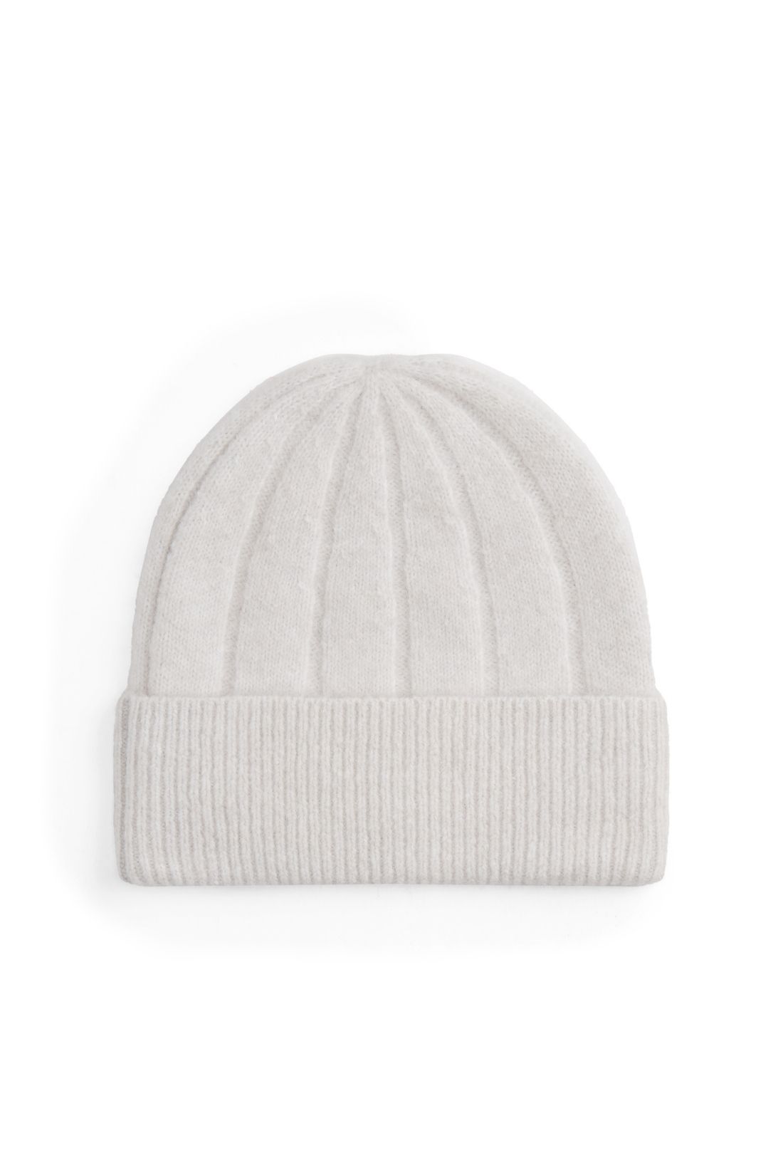 Women's pink wide-rib knit beanie in wool and alpaca blend with embroidered front flag logo — view 5
