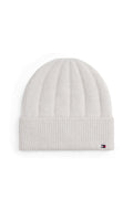 Tommy Hilfiger women's pink wide-rib knit beanie in a wool and alpaca blend