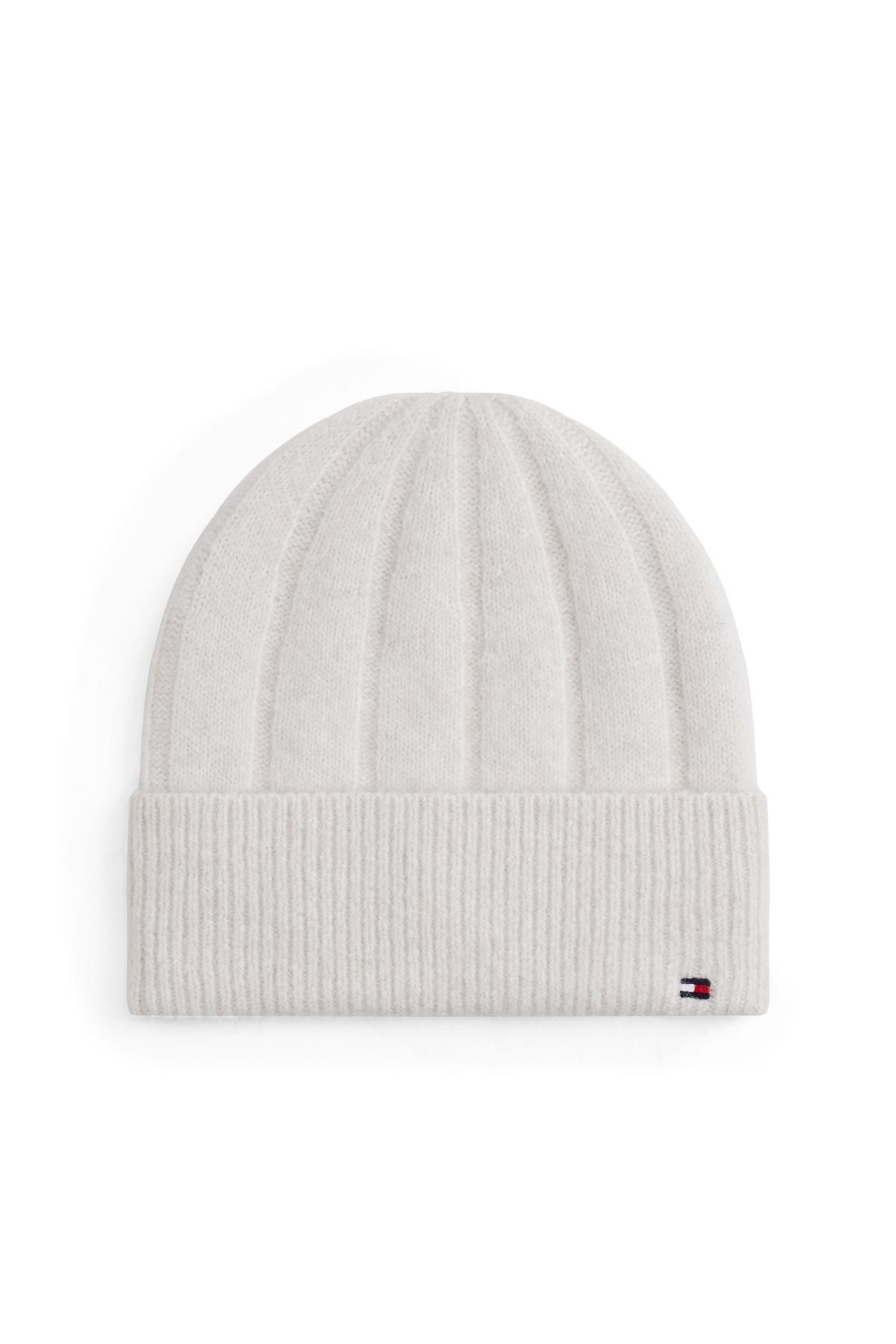 Tommy Hilfiger women's pink wide-rib knit beanie in a wool and alpaca blend