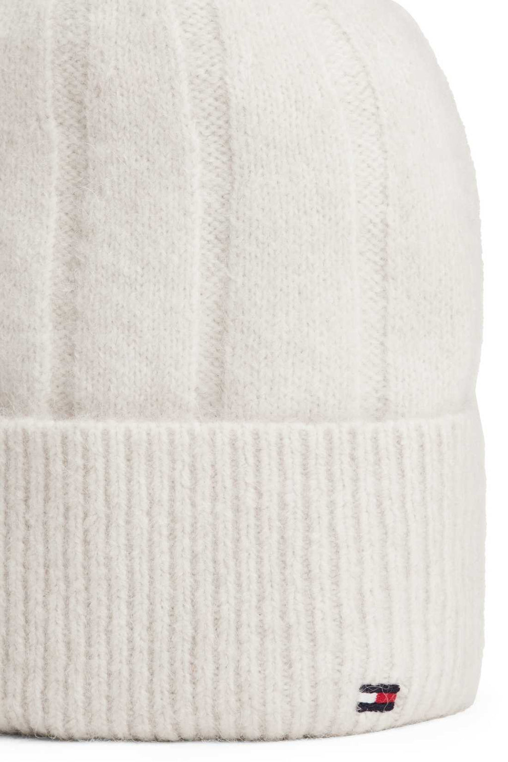 Tommy Hilfiger women's pink wide-rib knit beanie in a wool and alpaca blend — view 6
