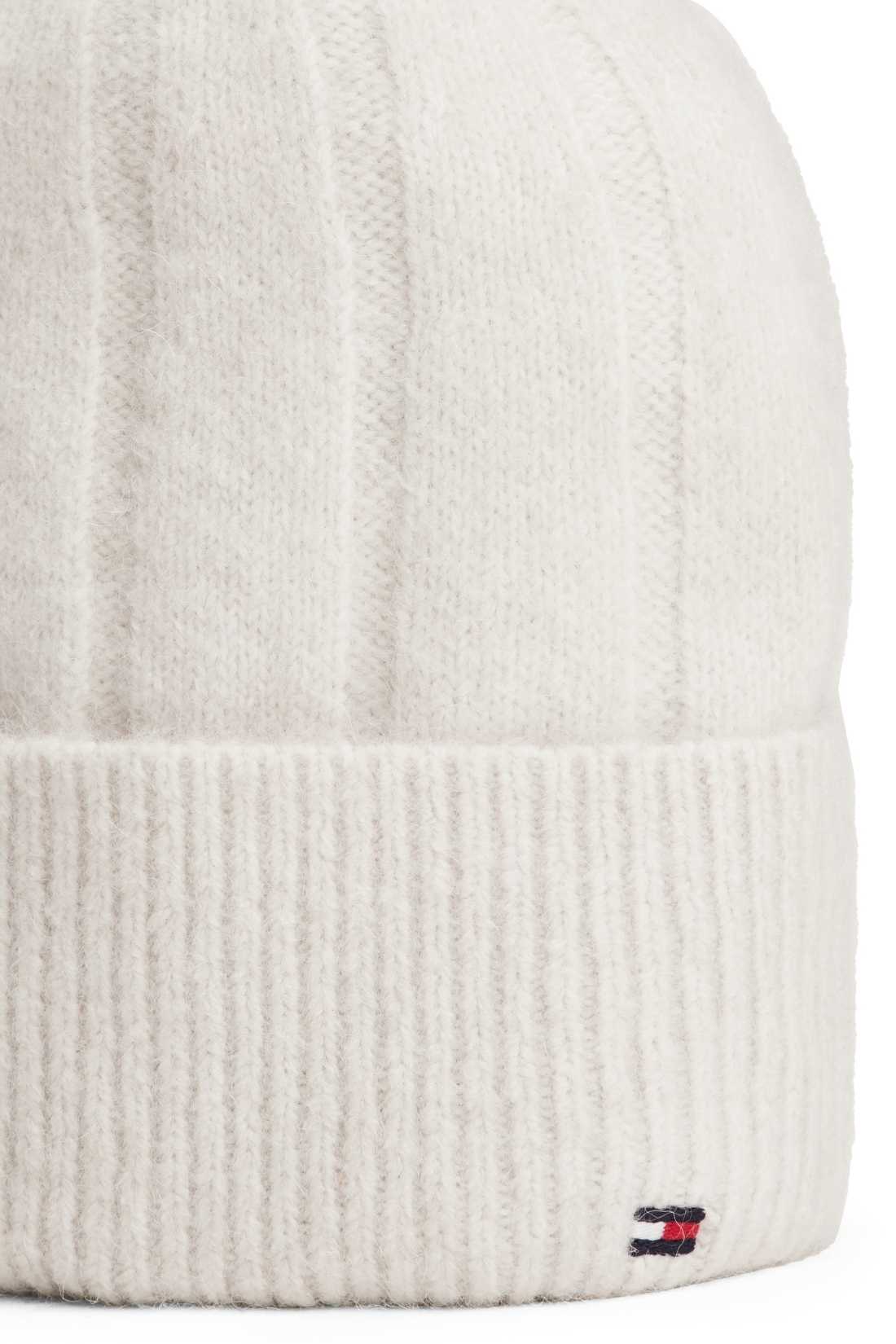 Tommy Hilfiger women's pink wide-rib knit beanie in a wool and alpaca blend — view 6