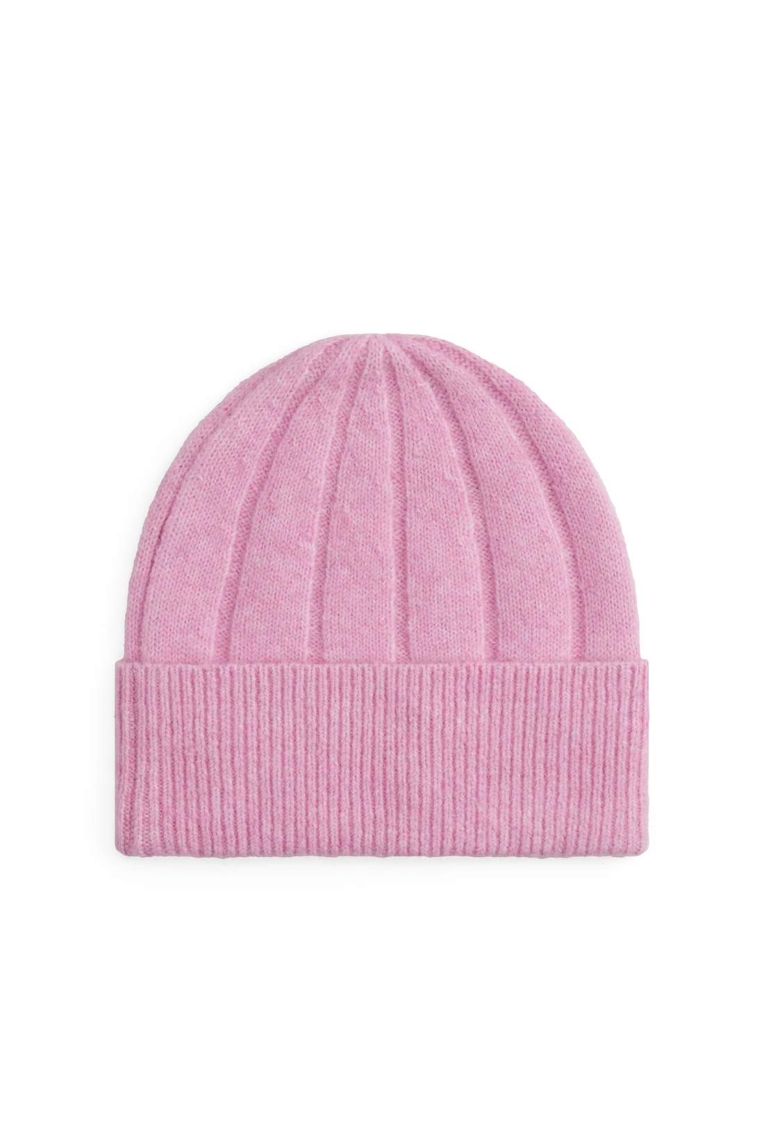 Tommy Hilfiger women's pink wide-rib knit beanie in a wool and alpaca blend — view 20