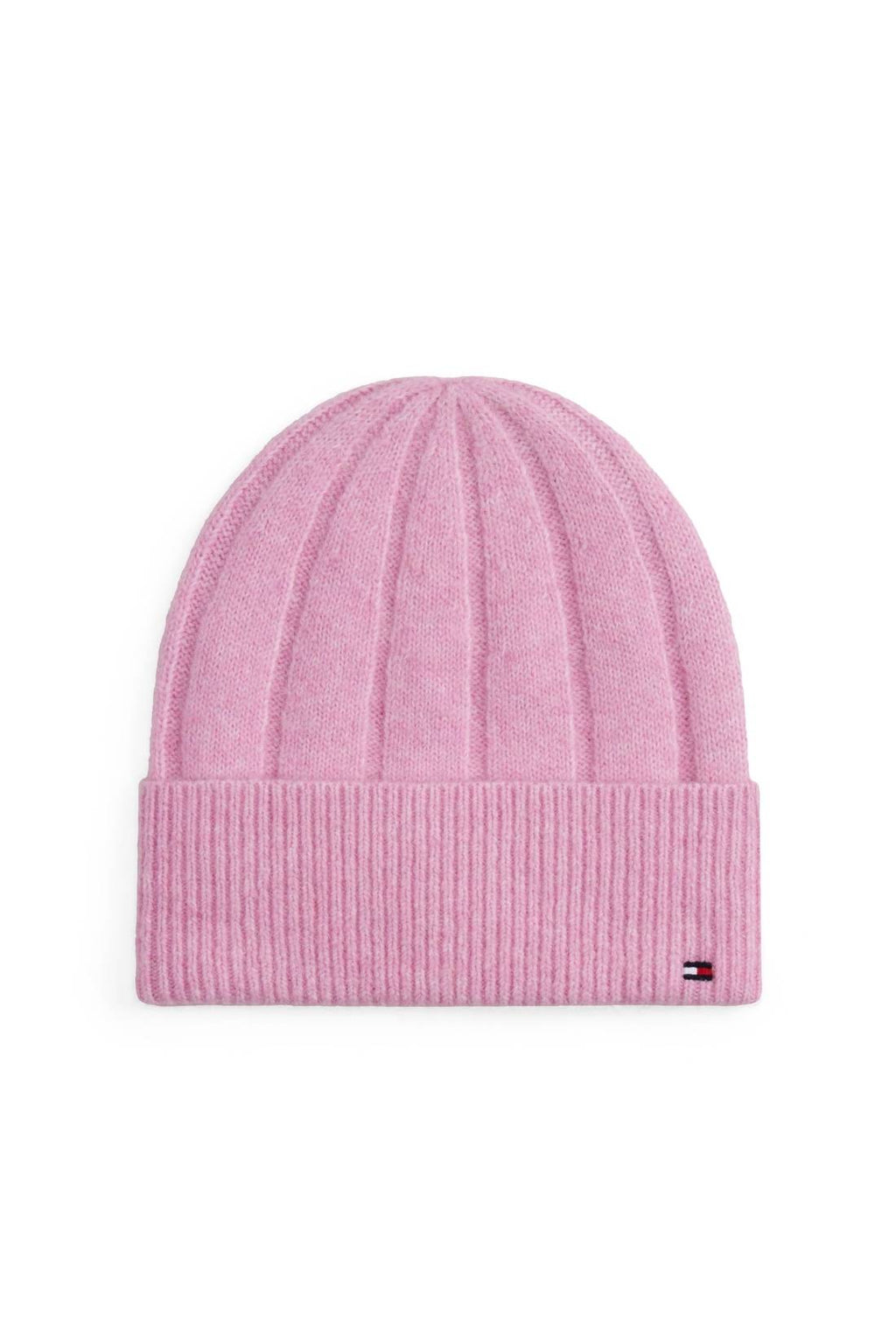 Tommy Hilfiger women's pink wide-rib knit beanie in a wool and alpaca blend — view 19