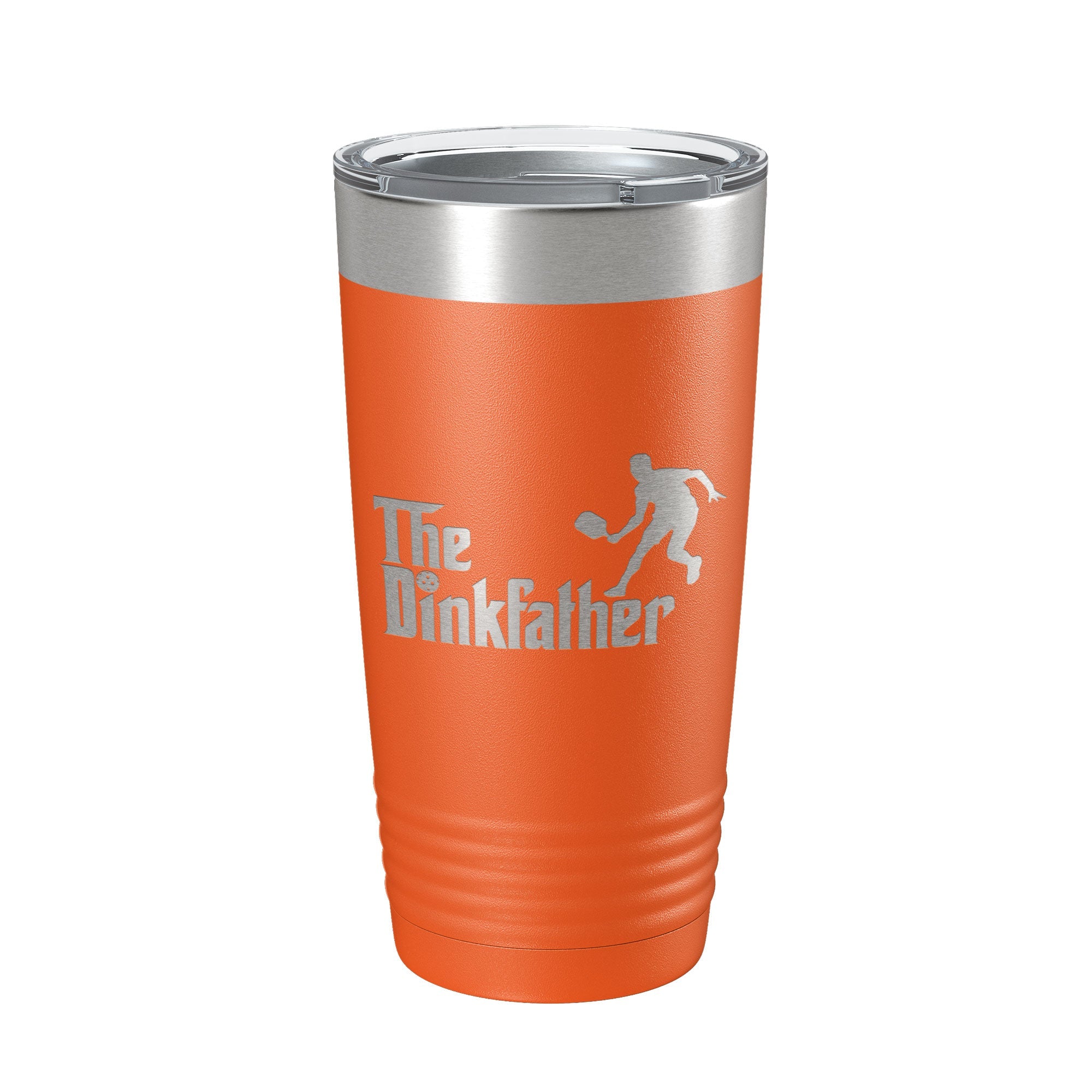 The Dinkfather funny 20oz insulated pickleball travel tumbler made of stainless steel with clear lid — view 5