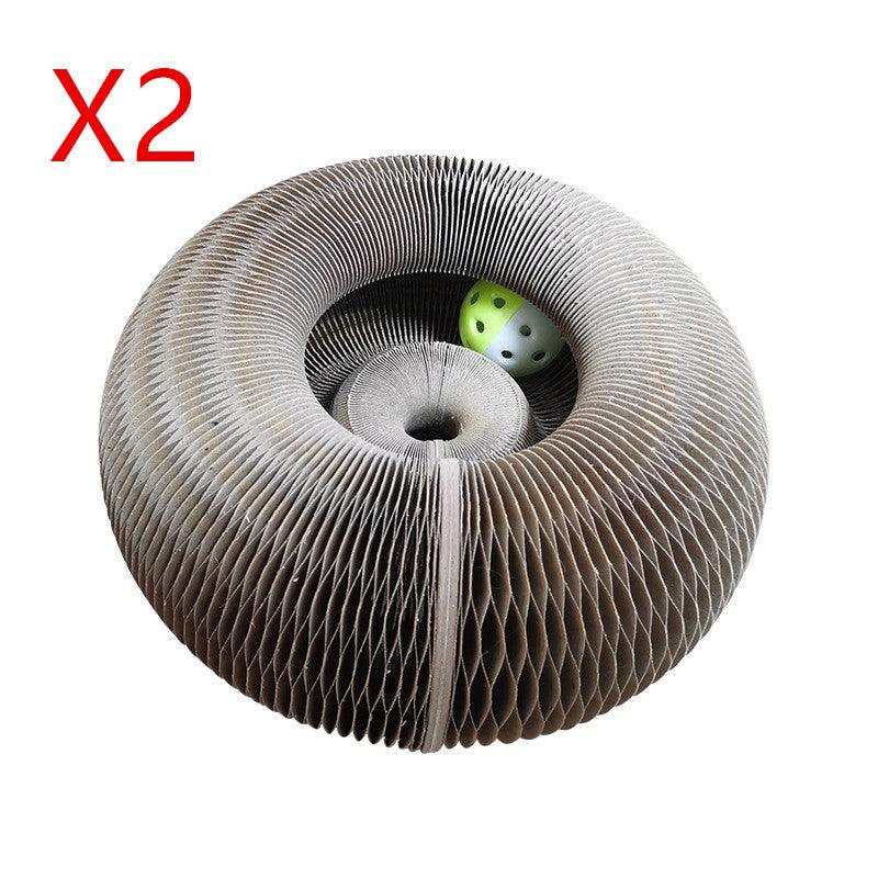 Magic Claw Haven foldable cat scratcher made of corrugated paper with an included play bell — view 3
