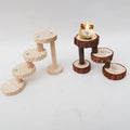 Solid wood spiral staircase hamster climbing toy with natural wood finish interactive small pet cage accessory