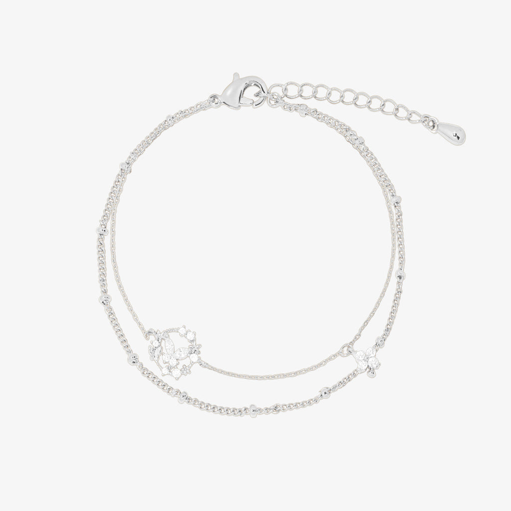 Cubic floral butterfly layered bracelet-4
