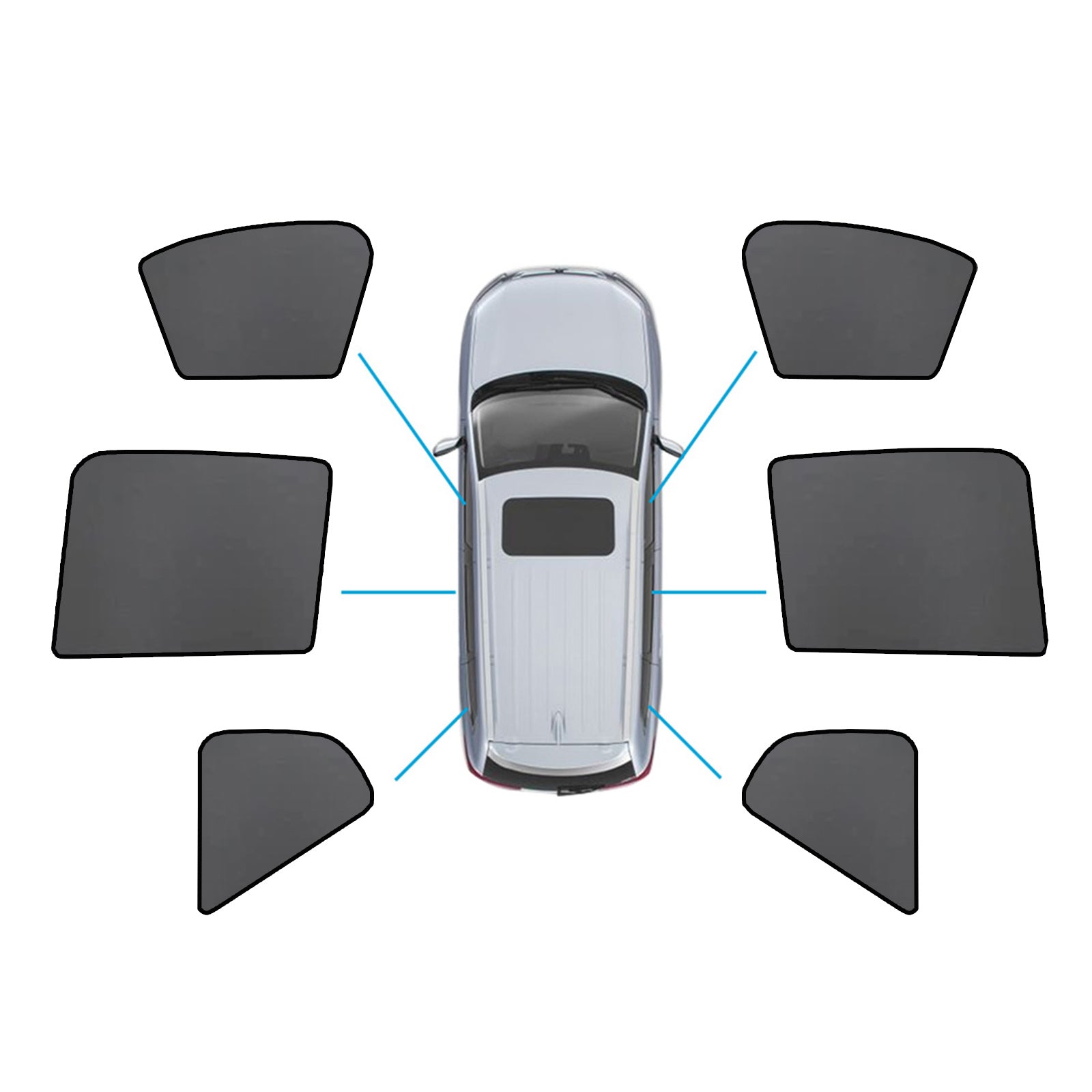 Black magnetic mesh car window sun shade installed on a Volvo XC40 front window