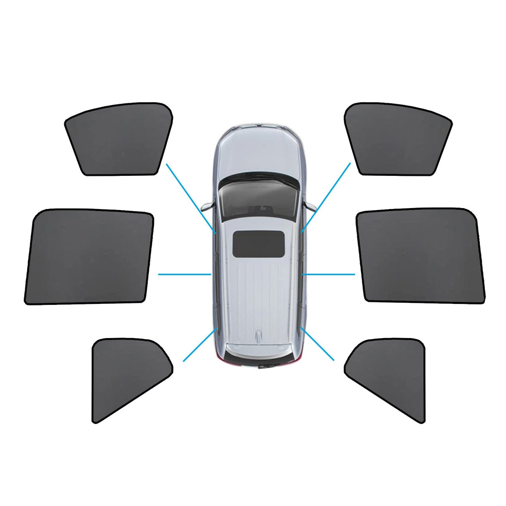 Black magnetic mesh car window sun shade installed on a Volvo XC40 front window