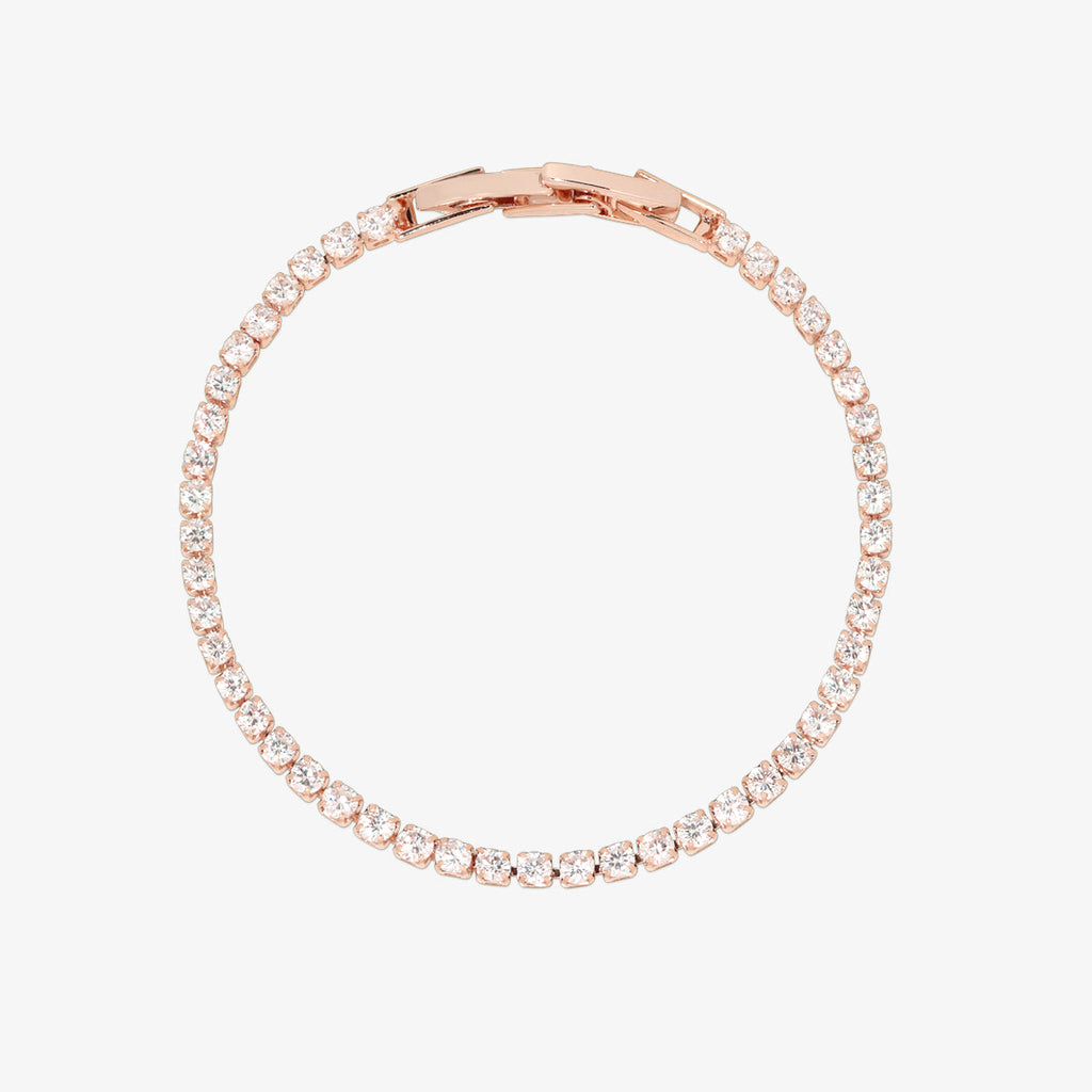 Elegant handcrafted gemstone tennis bracelet featuring sparkling 3mm stones in a premium plated setting. — view 3