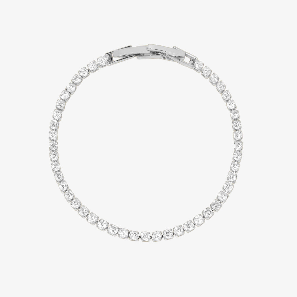 Elegant handcrafted gemstone tennis bracelet featuring sparkling 3mm stones in a premium plated setting. — view 2