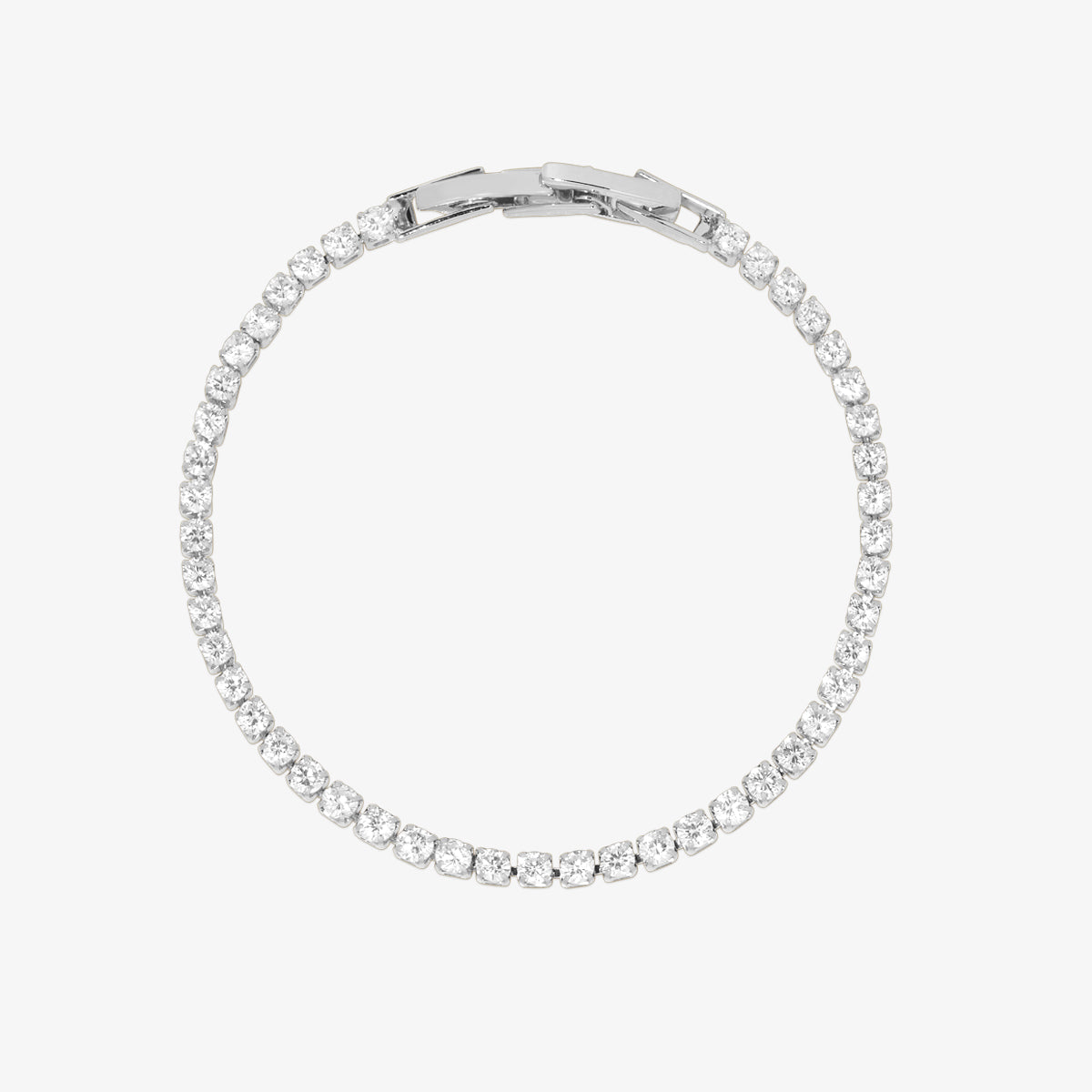 Elegant handcrafted gemstone tennis bracelet featuring sparkling 3mm stones in a premium plated setting. — view 2