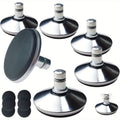 Stainless steel office chair casters set of six with self-adhesive black adhesive rubber pads