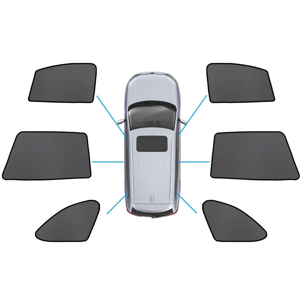 Magnetic car window sun shade in black nylon mesh fitted on a Subaru Outback