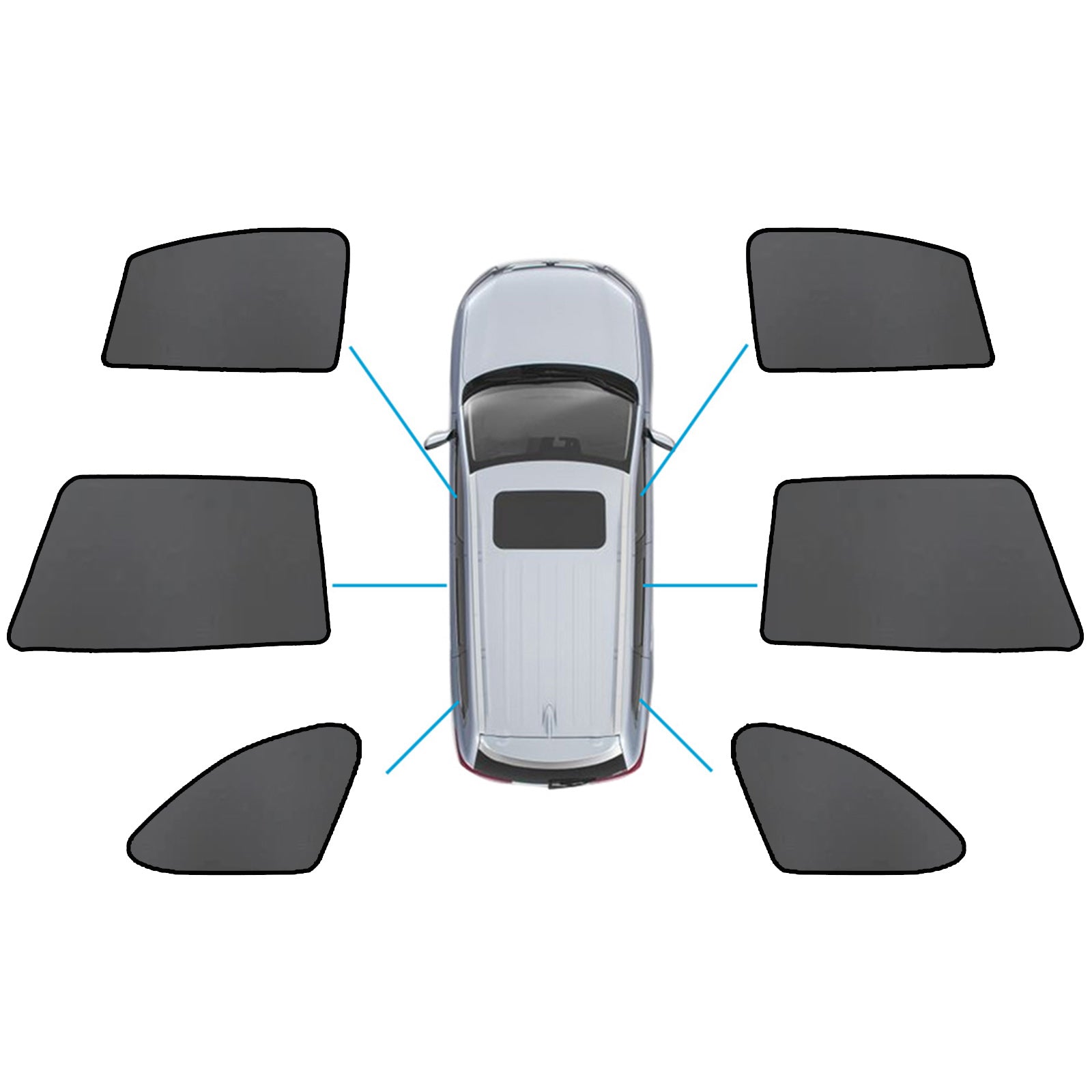 Magnetic car window sun shade in black nylon mesh fitted on a Subaru Outback