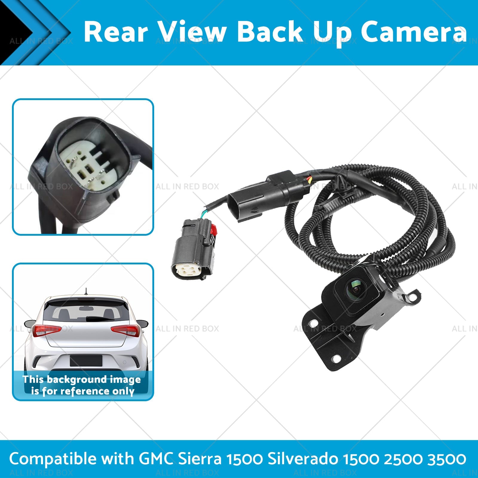 Black wired rear view backup camera for automotive parking assistance and vehicle safety — view 2