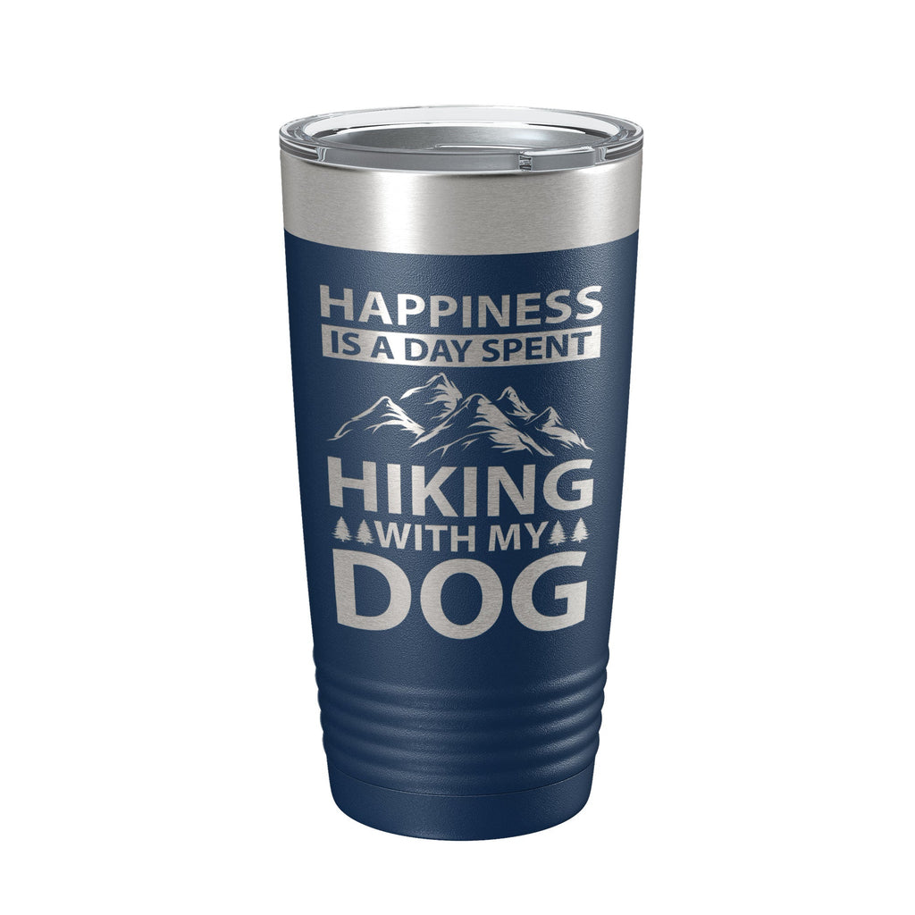Dog lover 20oz stainless steel travel tumbler with laser engraved hiking quote and clear lid — view 3